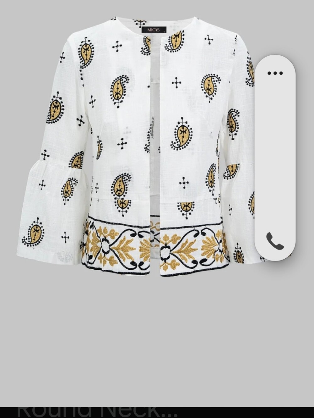 Zara White Embroidered Boho Jacket with Yellow Motifs Viscose/Linen XL